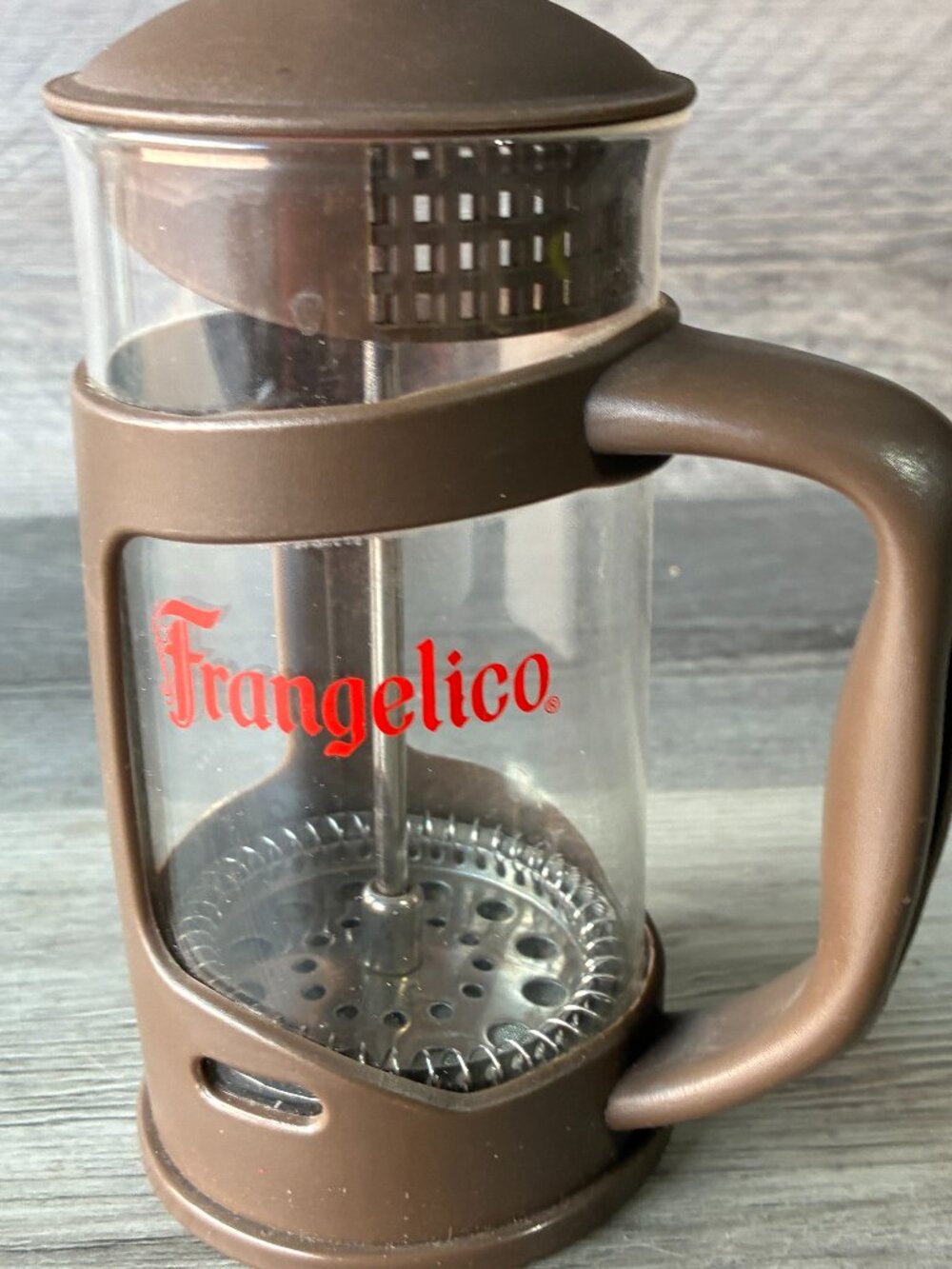 Rare Frangelico 1 Cup French Press Coffee Maker Single Serve Barware Brown